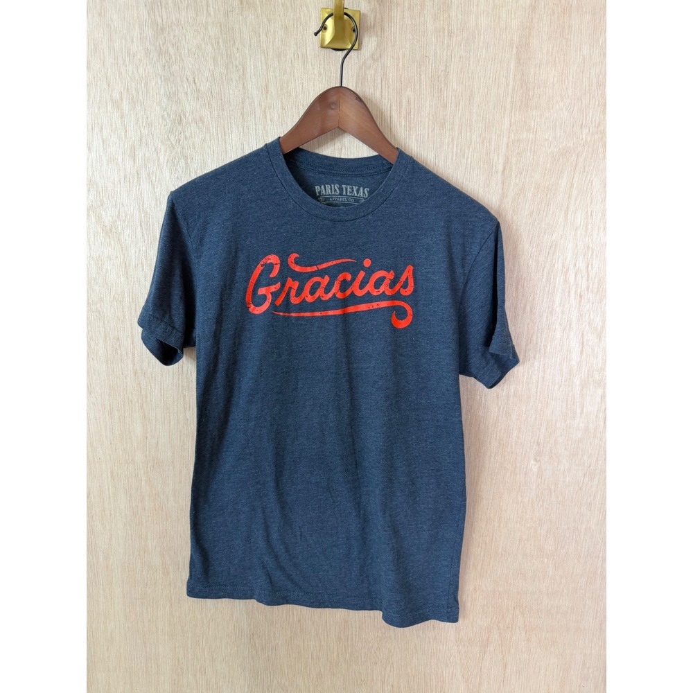 Paris Texas Apparel Co Mens Gracias Graphic T-Shirt Blue Orange Small